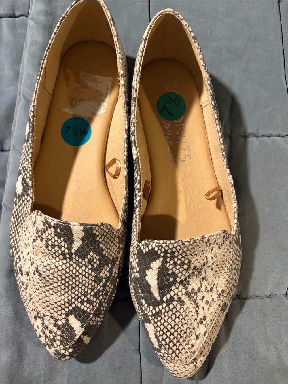 Coconuts by Matisse, Women’s Pointed Snake-Print Flats - Black & Cream
